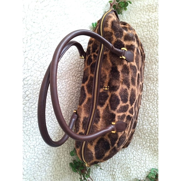 Kate Spade | Giraffe Faux Hair Brown Leather Satchel - Picture 2 of 15